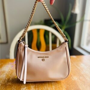 Michael Kors Tan/Beige Nylon Pouchette Shoulder Bag